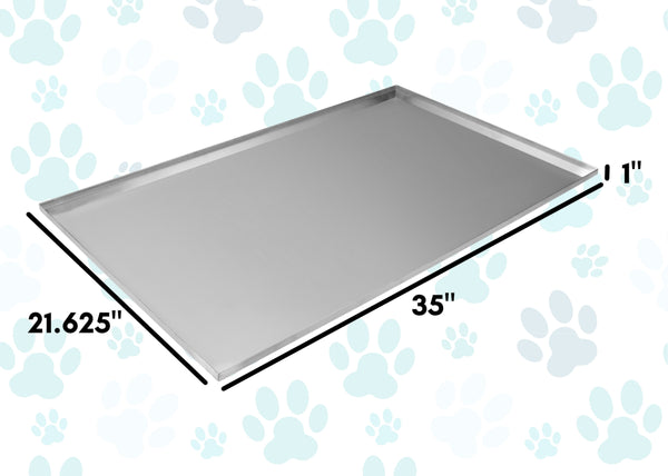 Red Hound Auto Metal Replacement Tray for Dog Crate 35 x 21.625 x 1 Inches Heavy Duty Stainless Steel Chew Proof Kennel Cage Pan Leakproof Liner Compatible with Midwest iCrate, New World and More
