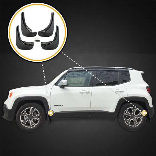 Red Hound Auto Premium Heavy Duty Molded 2015-2018 Compatible with Jeep Renegade Mud Flaps Guards Splash Front & Rear Full 4pc Set