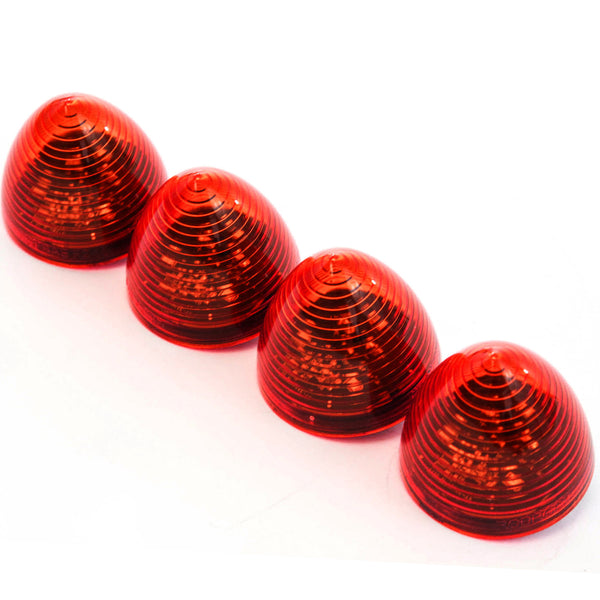 4 Red LED 2 Inches Marker Beehive Cone Lights Trailer Auto Bright Lighting
