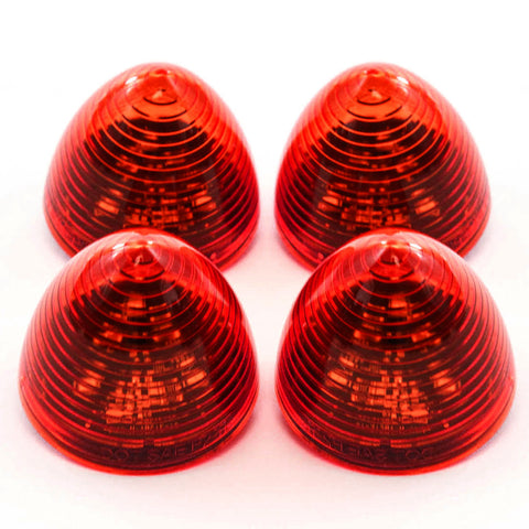 4 Red LED 2 Inches Marker Beehive Cone Lights Trailer Auto Bright Lighting