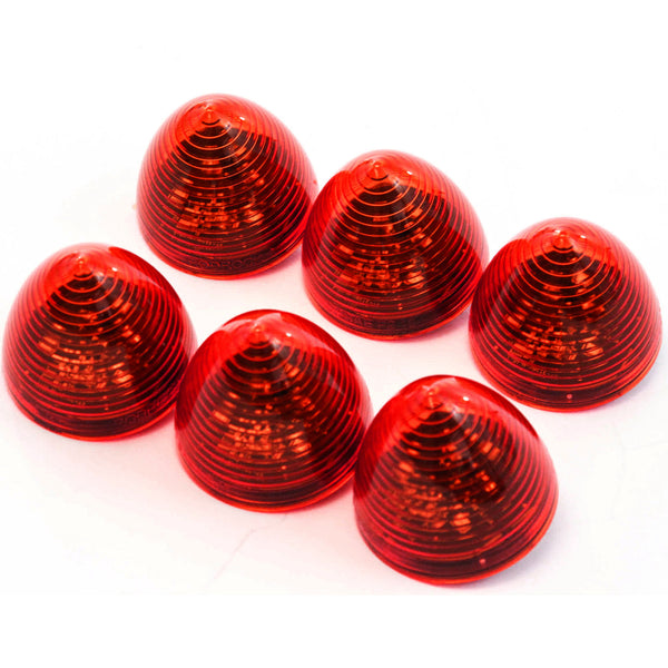 6 Red LED 2 Inches Marker Beehive Cone Lights Trailer Auto Bright Lighting