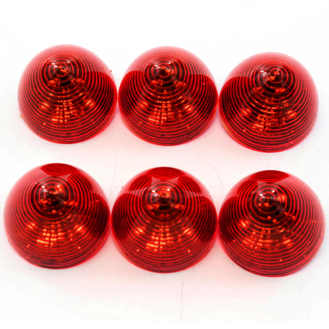 6 Red LED 2 Inches Marker Beehive Cone Lights Trailer Auto Bright Lighting