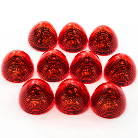 10 Red LED 2 Inches Marker Beehive Cone Lights Trailer Auto Bright Lighting