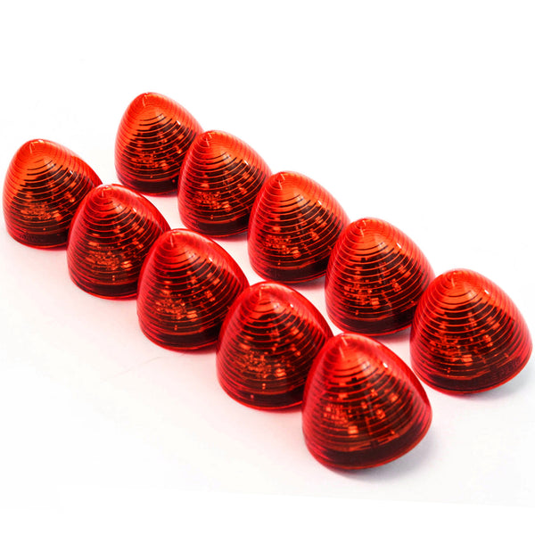 10 Red LED 2 Inches Marker Beehive Cone Lights Trailer Auto Bright Lighting