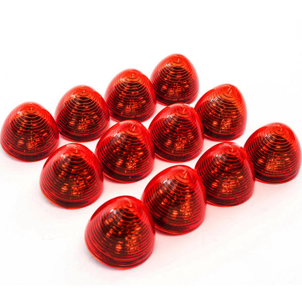 12 Red LED 2 Inches Marker Beehive Cone Lights Trailer Auto Bright Lighting