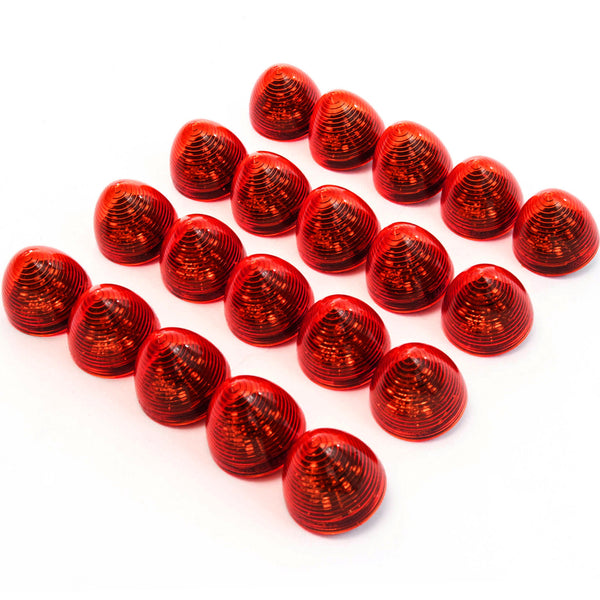 20 Red LED 2 Inches Marker Beehive Cone Lights Trailer Auto Bright Lighting