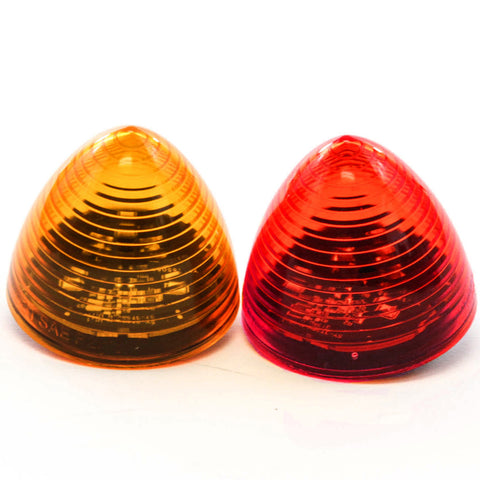 2 Red LED 2 Inches Marker Beehive Cone Lights Trailer 1 Red 1 Amber New