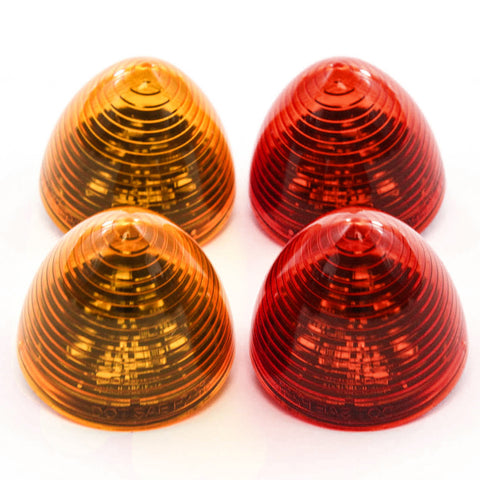 4 Red LED 2 Inches Marker Beehive Cone Lights Trailer 2 Red 2 Amber New