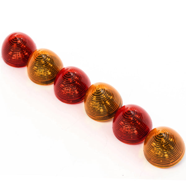 6 Red LED 2 Inches Marker Beehive Cone Lights Trailer 3 Red 3 Amber New
