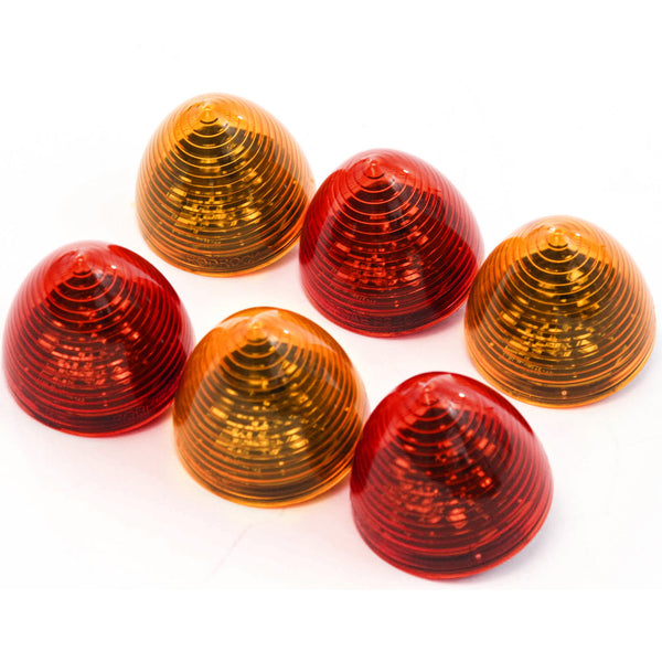 6 Red LED 2 Inches Marker Beehive Cone Lights Trailer 3 Red 3 Amber New
