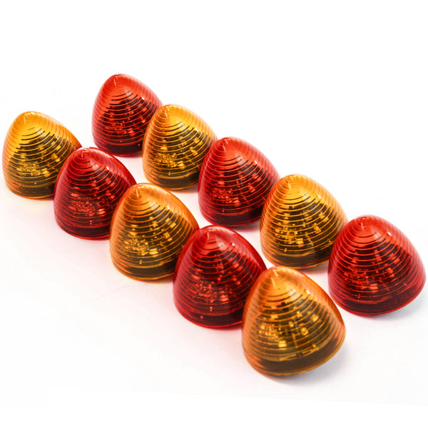 10 Red LED 2 Inches Marker Beehive Cone Lights Trailer 5 Red 5 Amber New