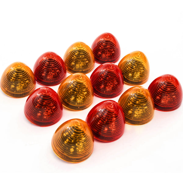 12 Red LED 2 Inches Marker Beehive Cone Lights Trailer 6 Red 6 Amber New
