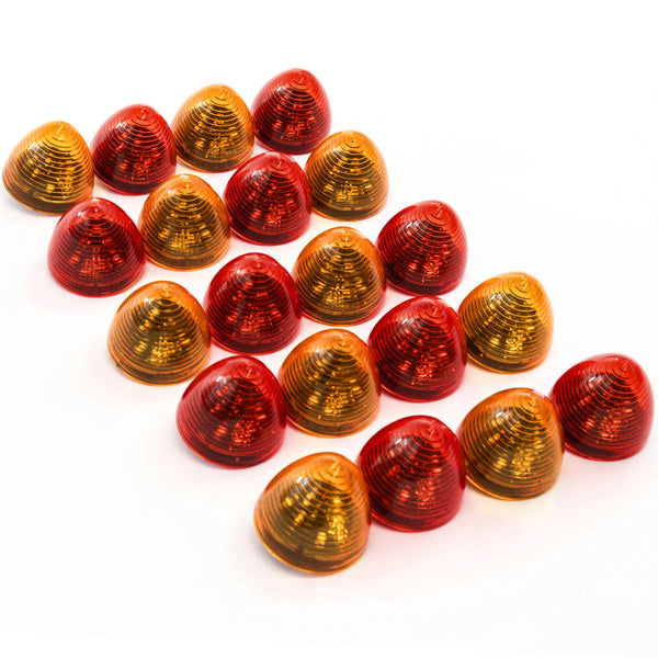 20 Red LED 2 Inches Marker Beehive Cone Lights Trailer 10 Red 10 Amber New