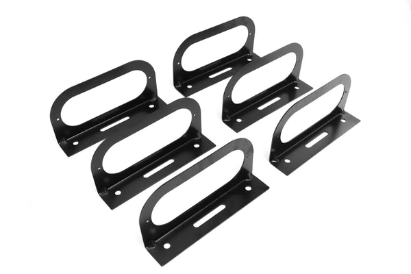 Red Hound Auto 6 Mounting Brackets for 6" Oval Light Powder Coated Steel Black Truck Trailer RV 6 Piece Set Waterproof Holds 6 Lights