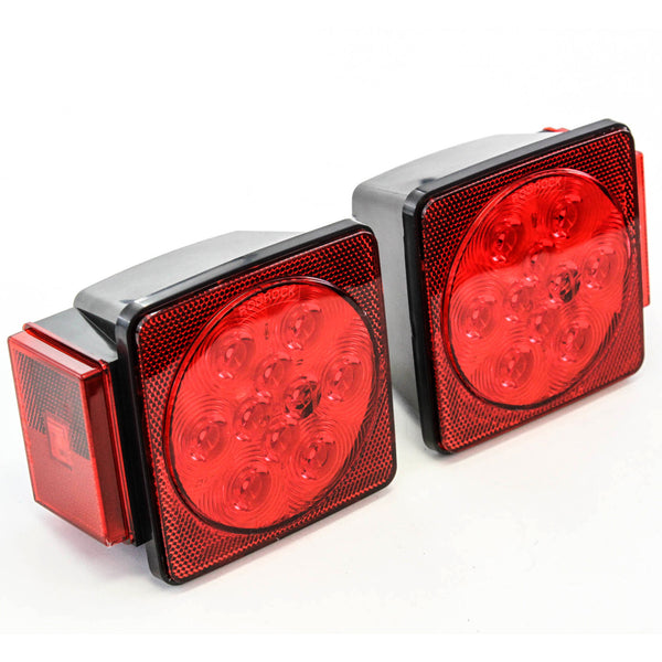 LED Square Red Trailer Turn Signal Stop 2 Light DOT Compliant Set L R Submersible Under 80