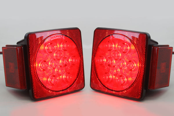Led Pair Trailer Square Tail Light under 80 Inches & (8) 3/4 Inches Amber Side Marker Lights