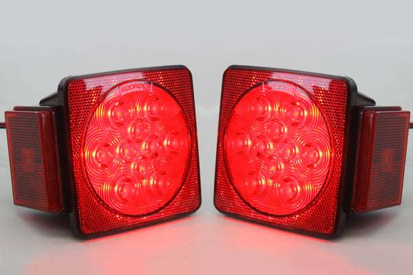 Red Hound Auto LED Submersible Square Light Kit Trailer 80 Inches- Boat Marine & 6 Amber Side Marker