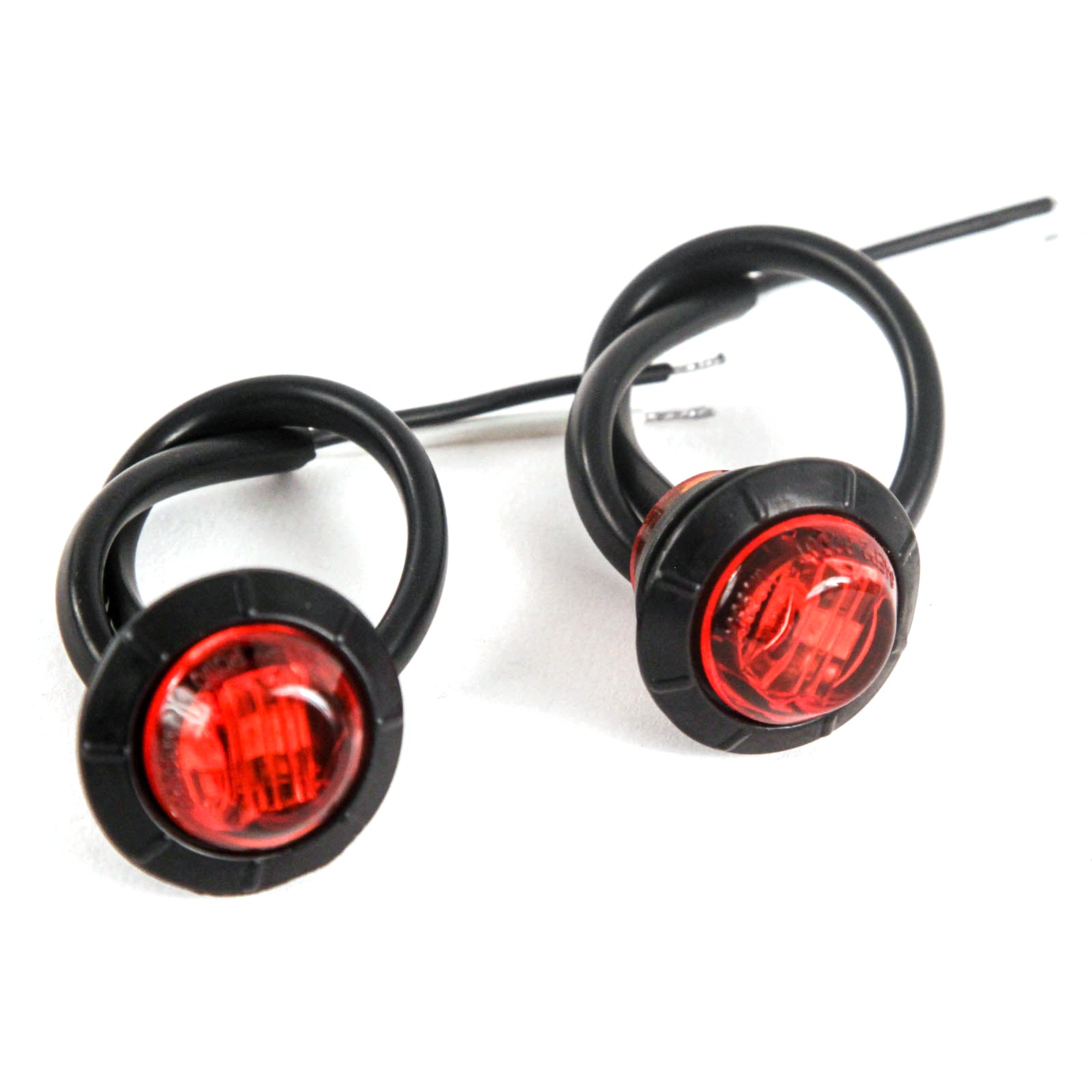 (2) 3/4 Inches Red LED Clearance Side Marker Lights Truck Trailer Pickup Flush Mount