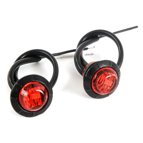(2) 3/4 Inches Red LED Clearance Side Marker Lights Truck Trailer Pickup Flush Mount