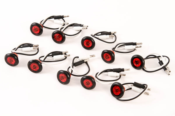 10) 3/4 Inches Red LED Clearance Side Marker Lights Truck Trailer Pickup Flush Mount