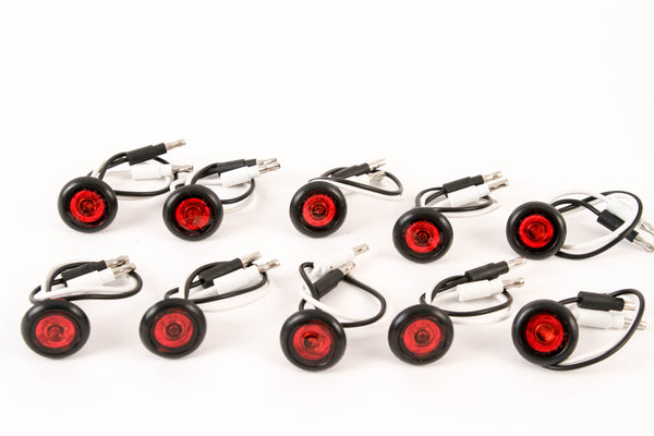10) 3/4 Inches Red LED Clearance Side Marker Lights Truck Trailer Pickup Flush Mount