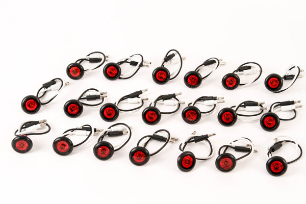 20) 3/4 Inches Red LED Clearance Side Marker Lights Truck Trailer Pickup Flush Mount