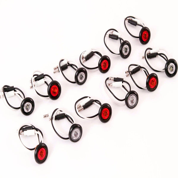 (6) 3/4 Inches Red & Clear LED Clearance Side Marker Lights Truck Trailer Pickup