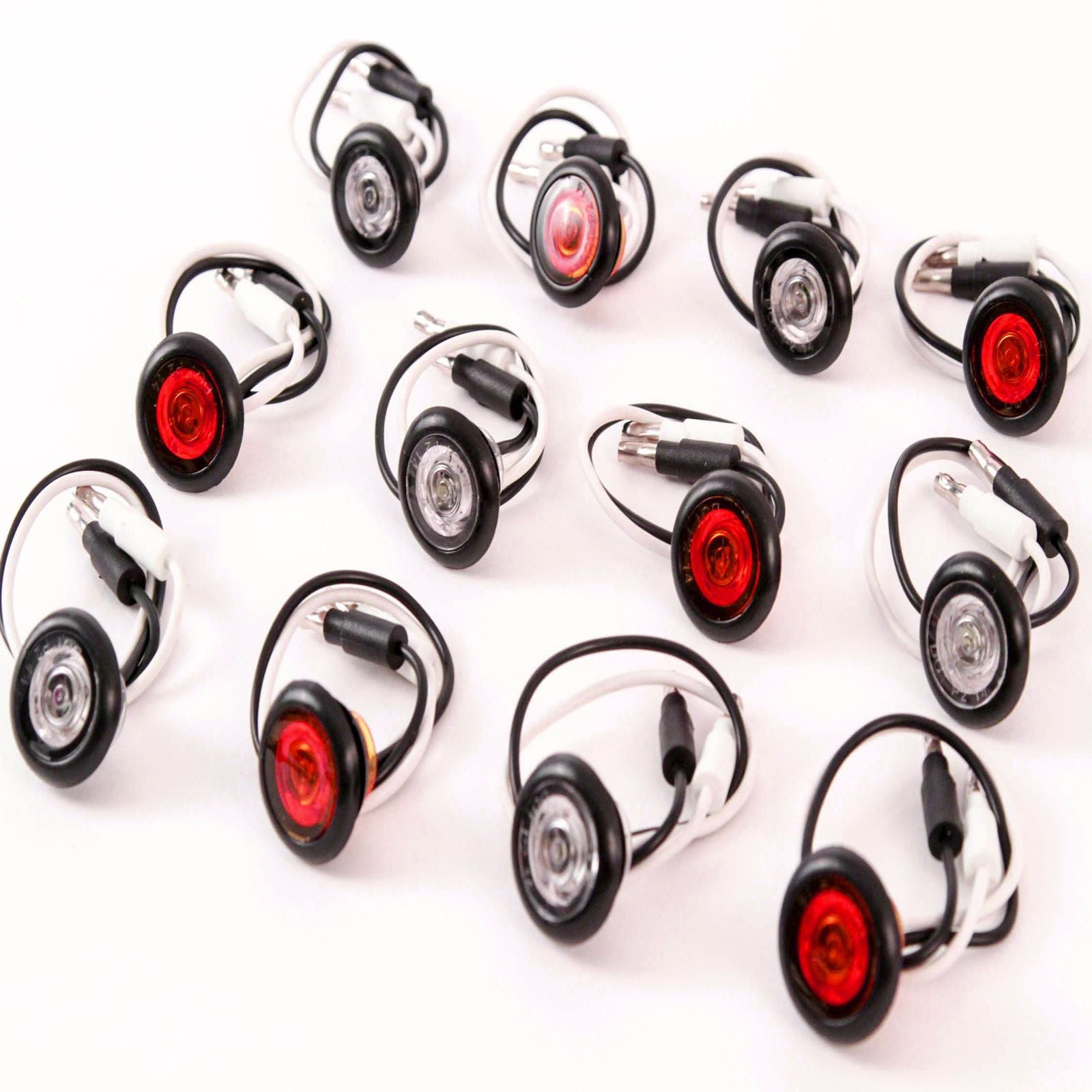 (6) 3/4 Inches Red & Clear LED Clearance Side Marker Lights Truck Trailer Pickup