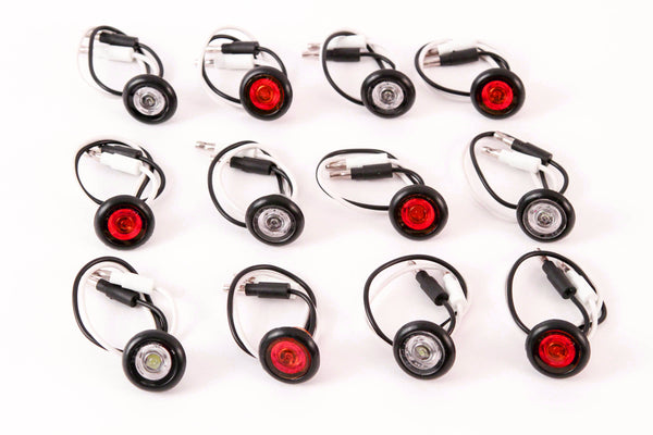 (6) 3/4 Inches Red & Clear LED Clearance Side Marker Lights Truck Trailer Pickup