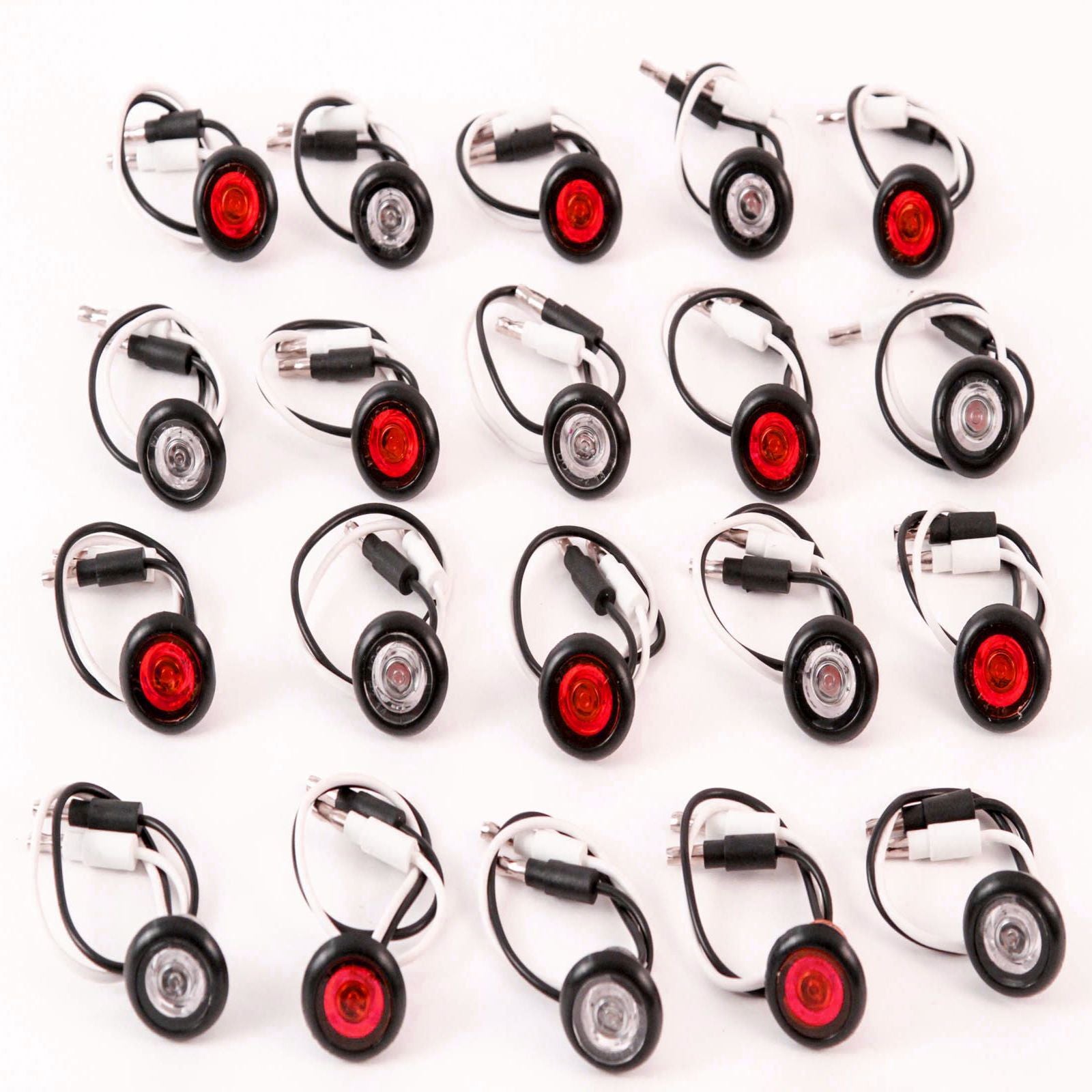 10) 3/4 Inches Red & Clear LED Clearance Side Marker Lights Truck Trailer Pickup
