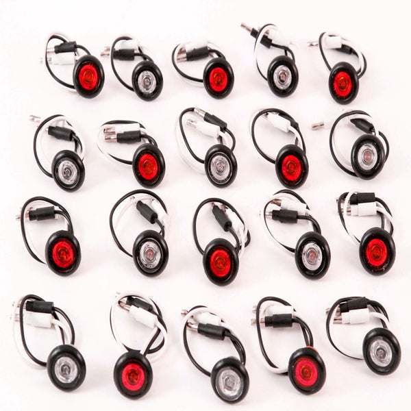 10) 3/4 Inches Red & Clear LED Clearance Side Marker Lights Truck Trailer Pickup