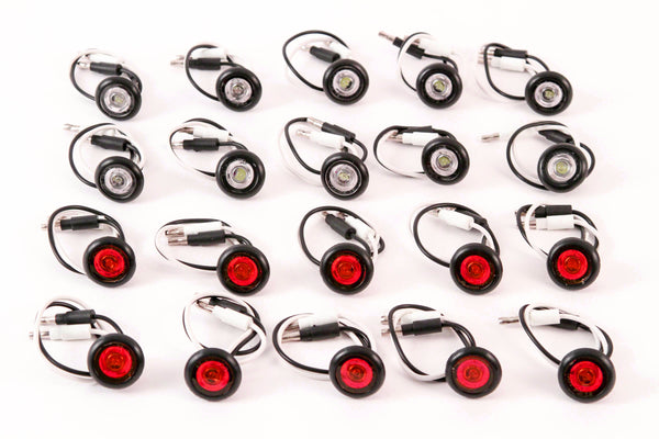 10) 3/4 Inches Red & Clear LED Clearance Side Marker Lights Truck Trailer Pickup