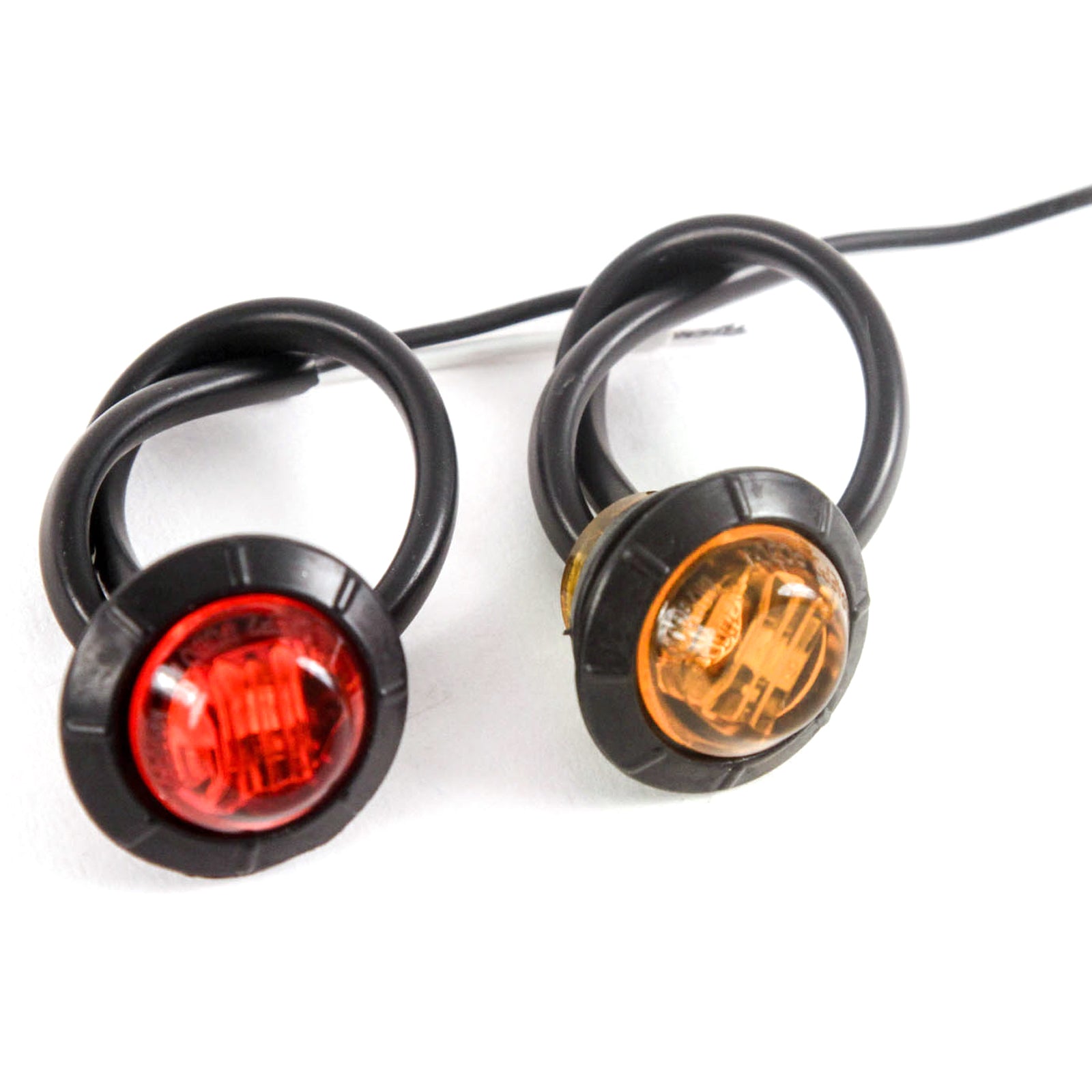 3/4 Inches Amber & Red LED Clearance Side Marker Lights Truck Trailer Pickup Flush