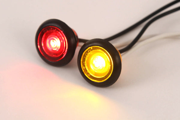 3/4 Inches Amber & Red LED Clearance Side Marker Lights Truck Trailer Pickup Flush