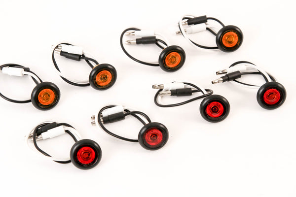 (4) 3/4 Inches Amber & Red LED Clearance Side Marker Lights Truck Trailer Pickup Flush