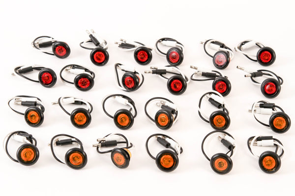 12) 3/4 Inches Amber & Red LED Clearance Side Marker Lights Truck Trailer Pickup Flush