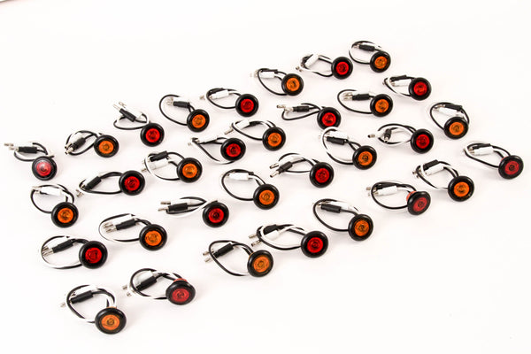 16) 3/4 Inches Amber & Red LED Clearance Side Marker Lights Truck Trailer Pickup Flush