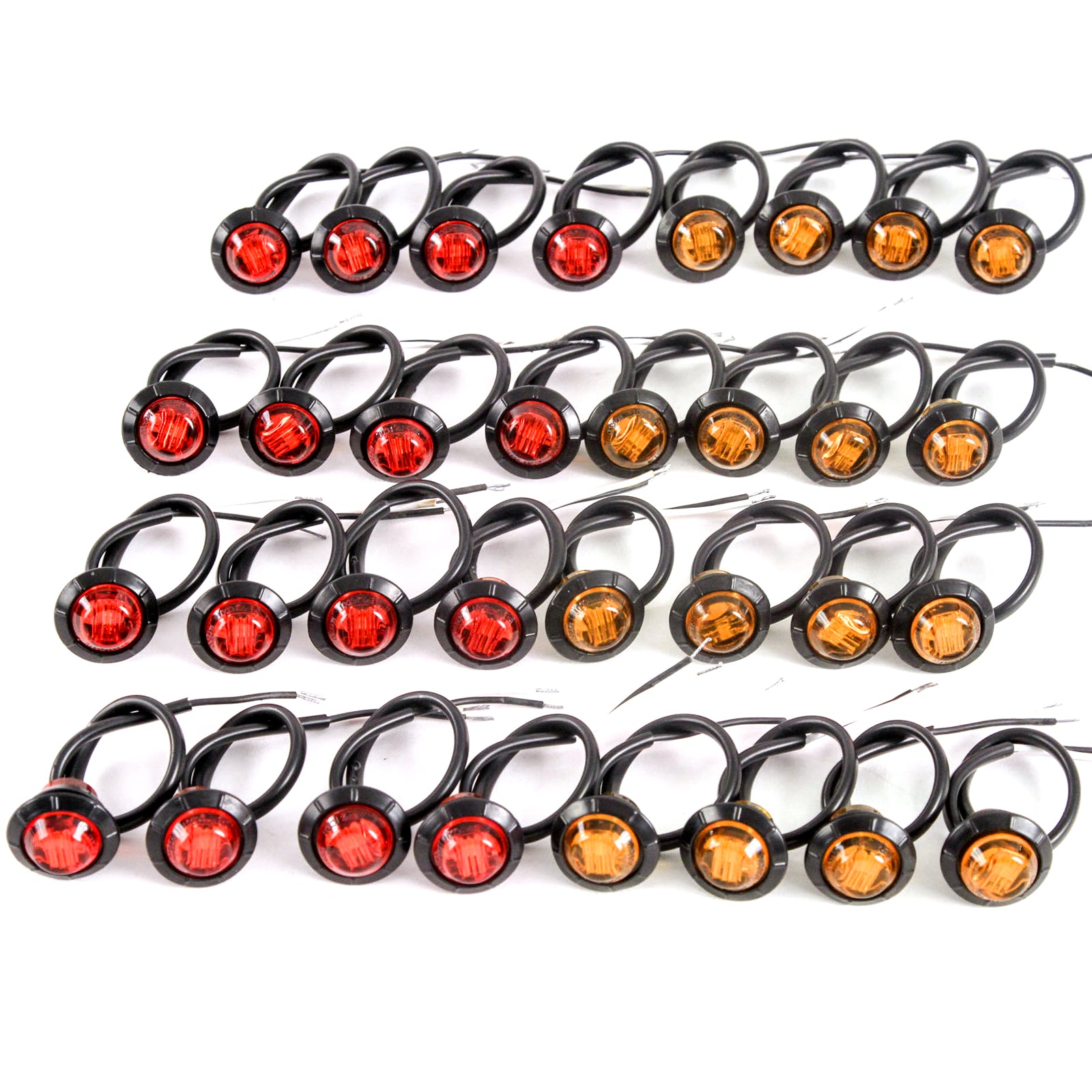 16) 3/4 Inches Amber & Red LED Clearance Side Marker Lights Truck Trailer Pickup Flush