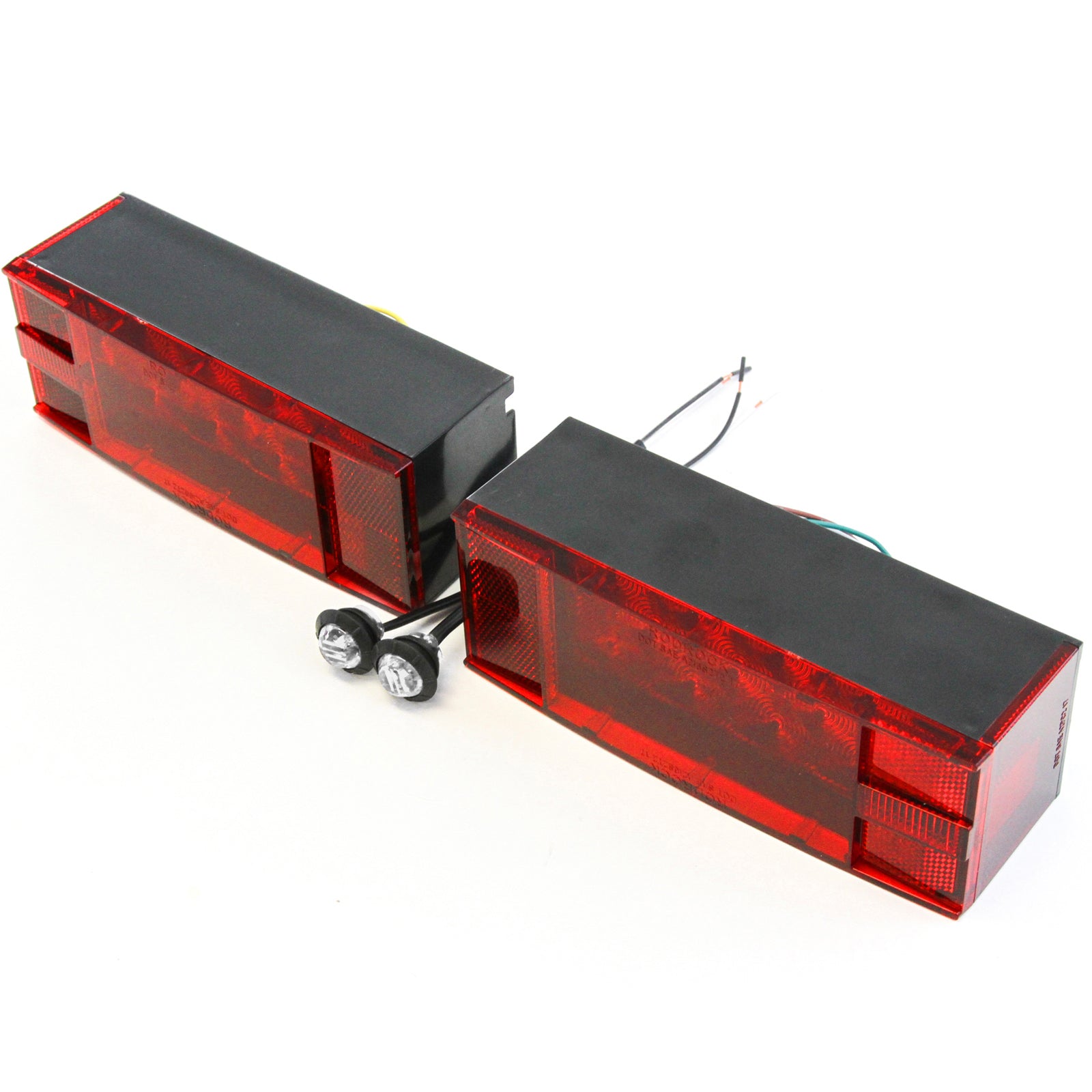(2) LED Submersible Combination Trailer Tail Lights Boat & (2) Clear Side Marker