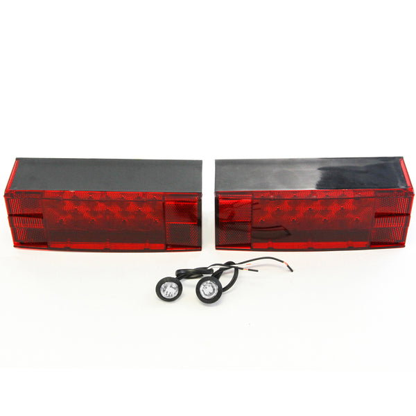 (2) LED Submersible Combination Trailer Tail Lights Boat & (2) Clear Side Marker