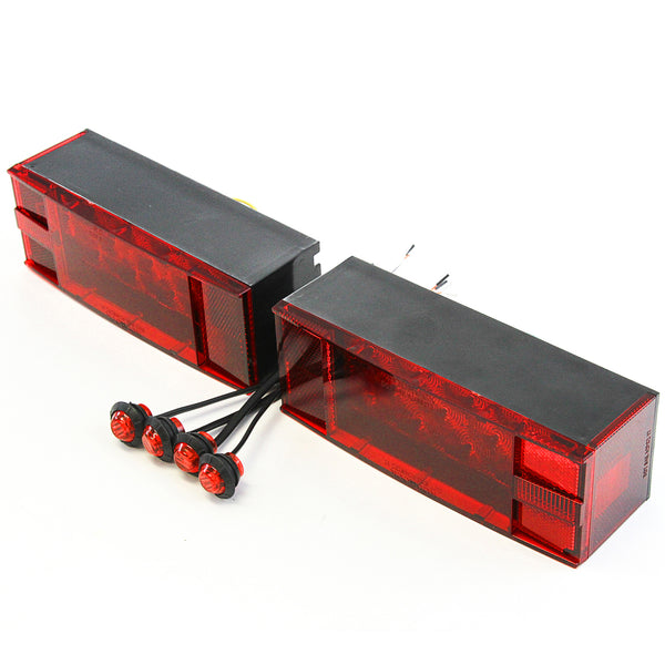 (2) LED Submersible Combination Trailer Tail Lights Boat & (4) Red Side Marker