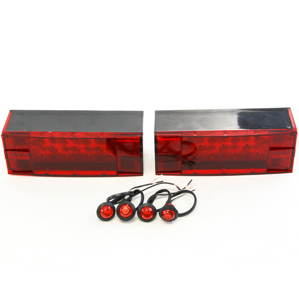 (2) LED Submersible Combination Trailer Tail Lights Boat & (4) Red Side Marker