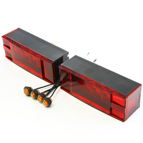 (2) LED Submersible Combination Trailer Tail Lights Boat & (4) Amber Side Marker