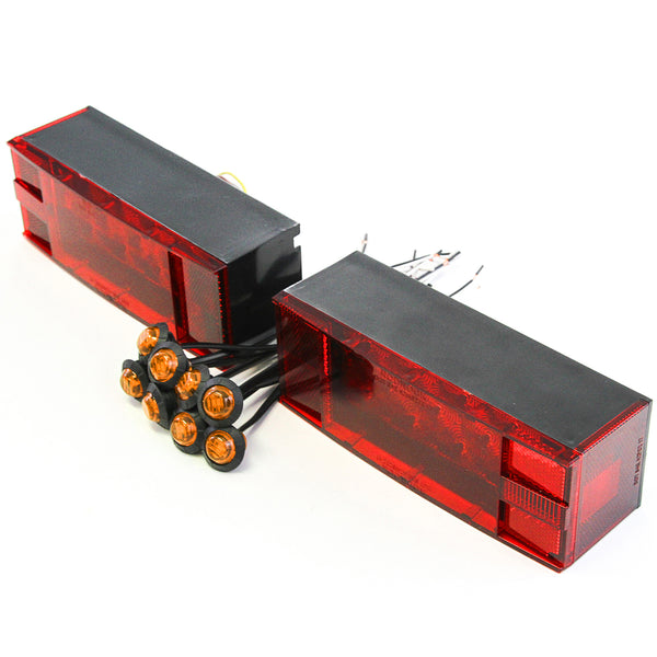 (2) LED Submersible Combination Trailer Tail Lights Boat & (8) Amber Side Marker