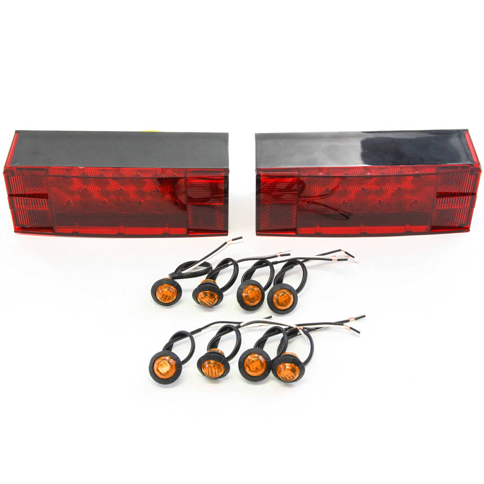 (2) LED Submersible Combination Trailer Tail Lights Boat & (8) Amber Side Marker