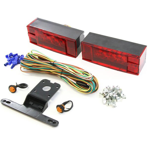 Red Hound Auto LED Submersible Low Profile Rectangle Light Kit Boat Marine & 2 Amber Side Marker
