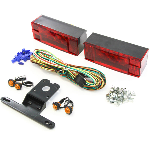 Red Hound Auto LED Submersible LowProfile Rectangle Light Kit Boat Marine & 4 Amber Side Marker