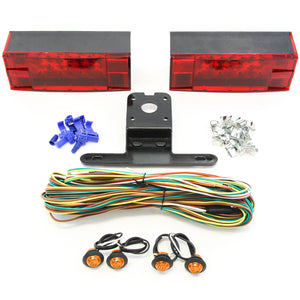 Red Hound Auto LED Submersible LowProfile Rectangle Light Kit Boat Marine & 4 Amber Side Marker