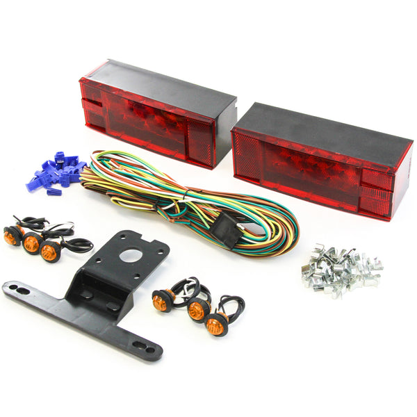 Red Hound Auto LED Submersible LowProfile Rectangle Light Kit Boat Marine & 6 Amber Side Marker