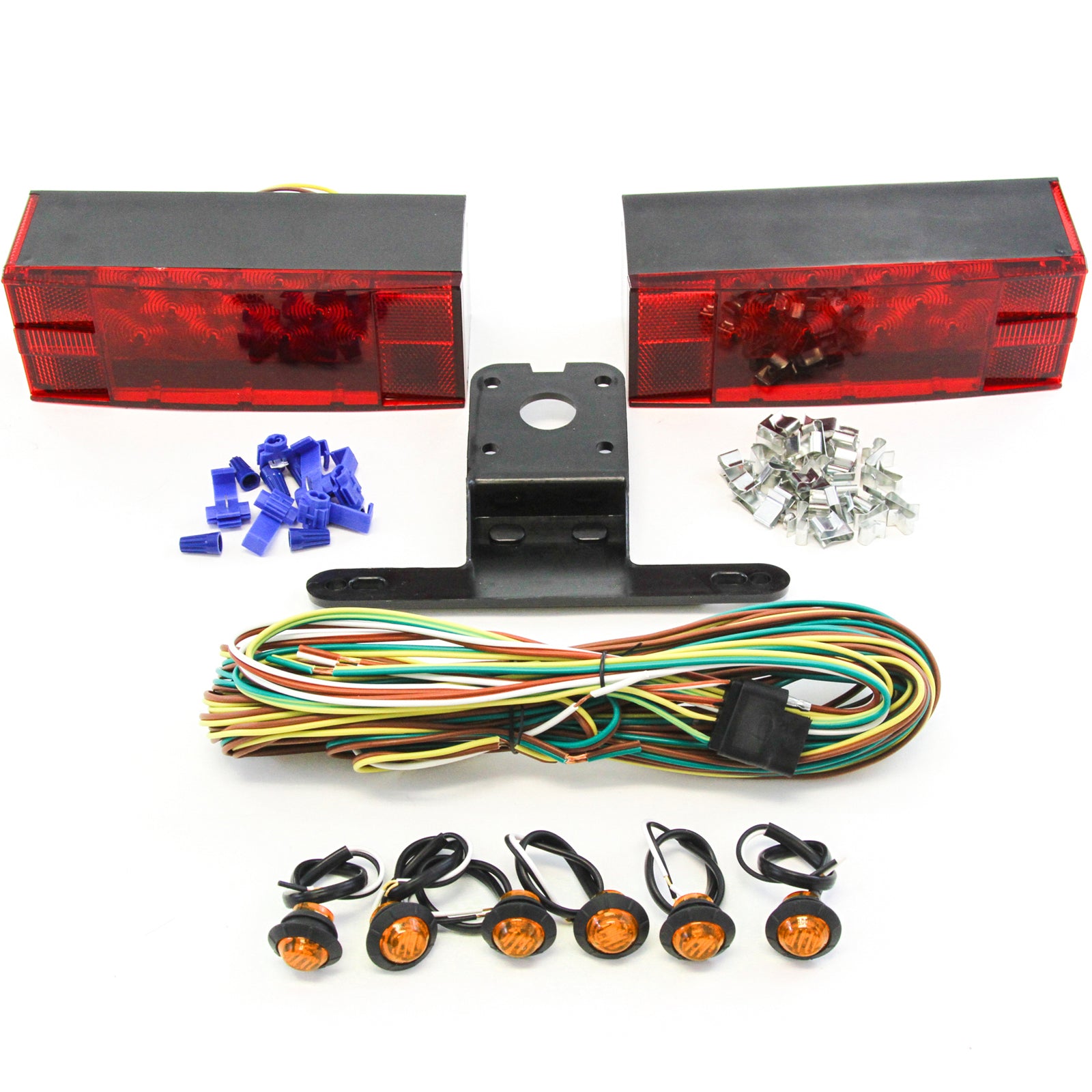 Red Hound Auto LED Submersible LowProfile Rectangle Light Kit Boat Marine & 6 Amber Side Marker